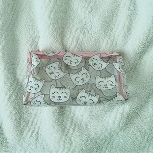Pink Clear Cat Cosmetic Bag